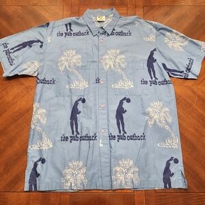 Rum Reggae Shirt Mens Medium M Cotton The Pub Outback Hawaiian‎ Batik Button Up
